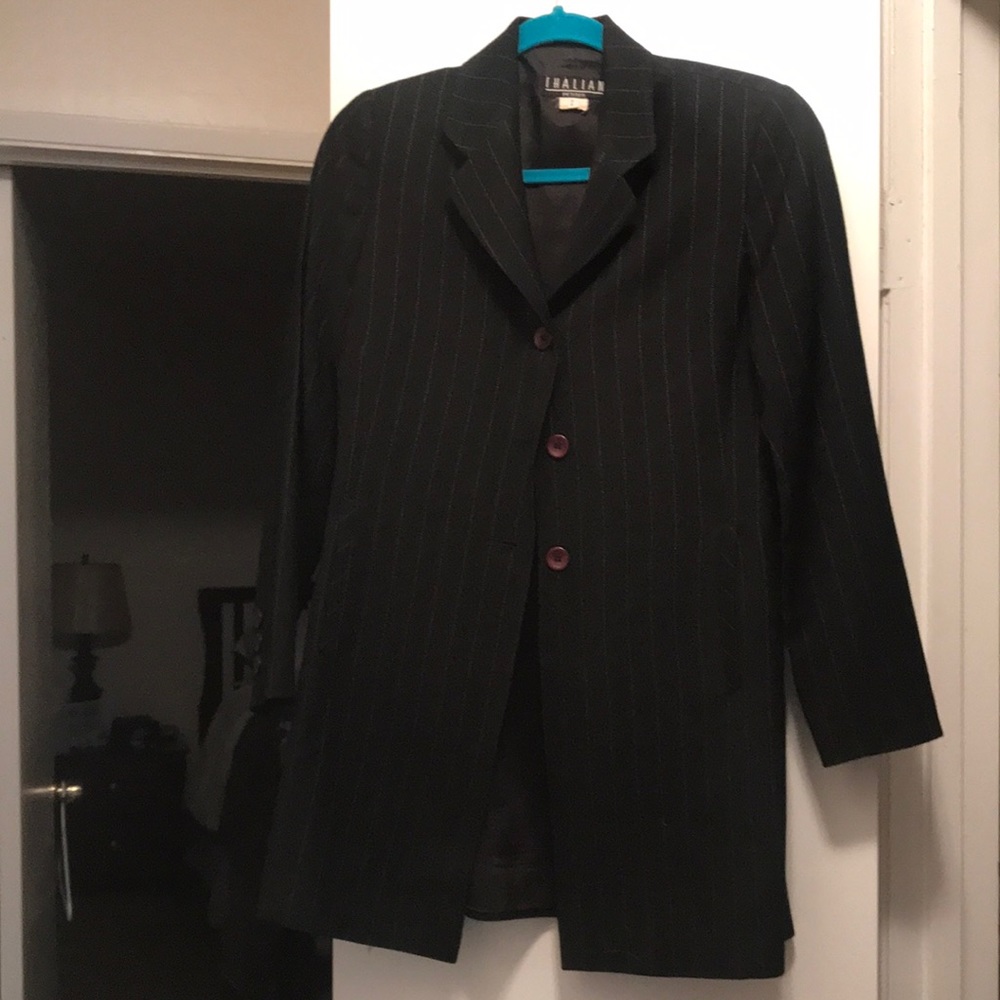 Thalian navy blue pinstripe pant suit